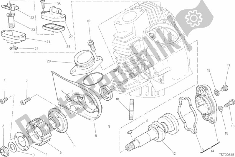 Todas as partes de Testa Orizzontale - Distribuzione do Ducati Scrambler Sixty2 Thailand 400 2017
